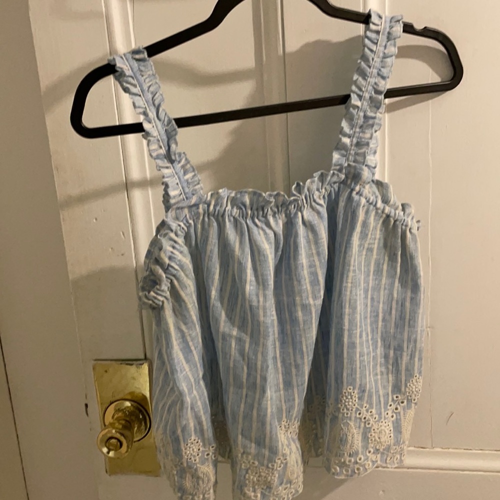 Blue and white striped Zara top
